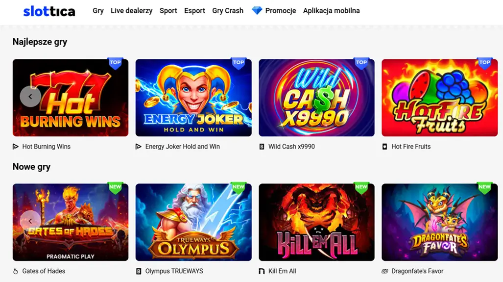 Gry w Slottica Casino